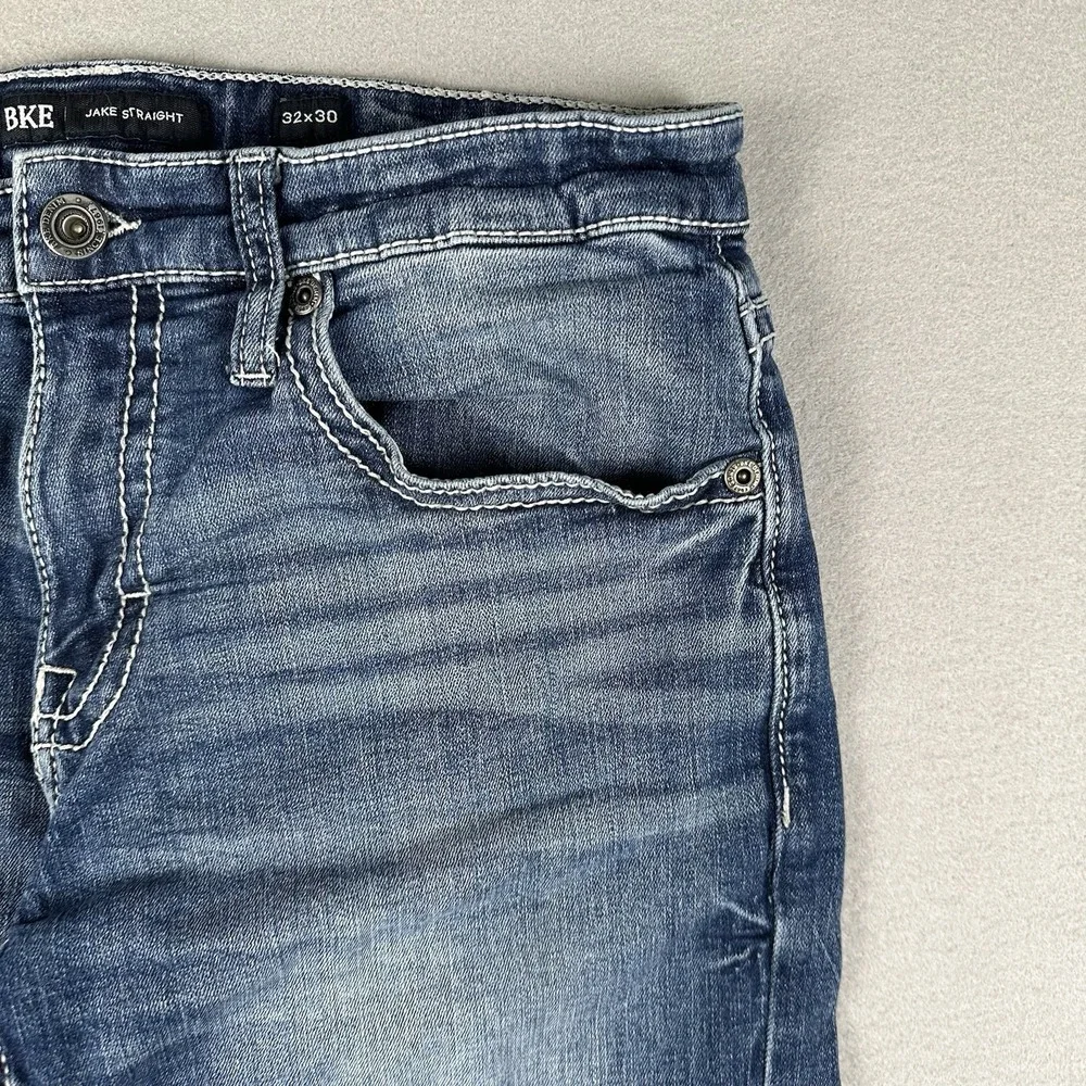 BKE Jake Straight Jeans Men's 32x30 Blue Denim Dark Wash Stretch Mid Rise